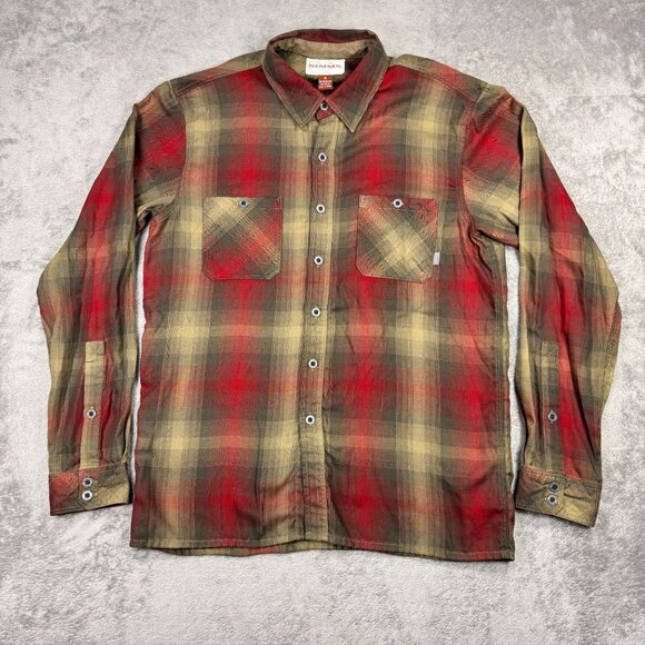 SIMMS Fishing Hunting Plaid Flannel Shirt Mens M Soft Lumberjack Lightweight - Picture 2 of 7